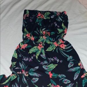Tube top navy blue floral one piece